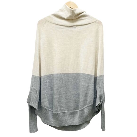 Smartwool Nokoni Wool Blend Cowl Neck Poncho Sweater Metallic Cream Size S/M - Picture 3 of 12
